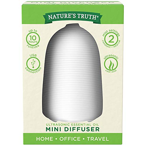 Nature's Truth Ultrasonic Mini Diffuser with up to 10 Hours Run Time, White
