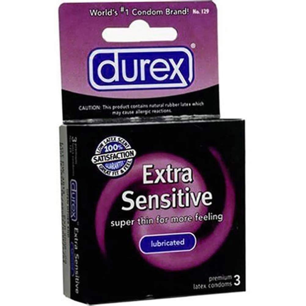 Durex Condom Extra Sensitive Natural Latex Condoms, 3 Count - Ultra Fine & Extra Lubricated