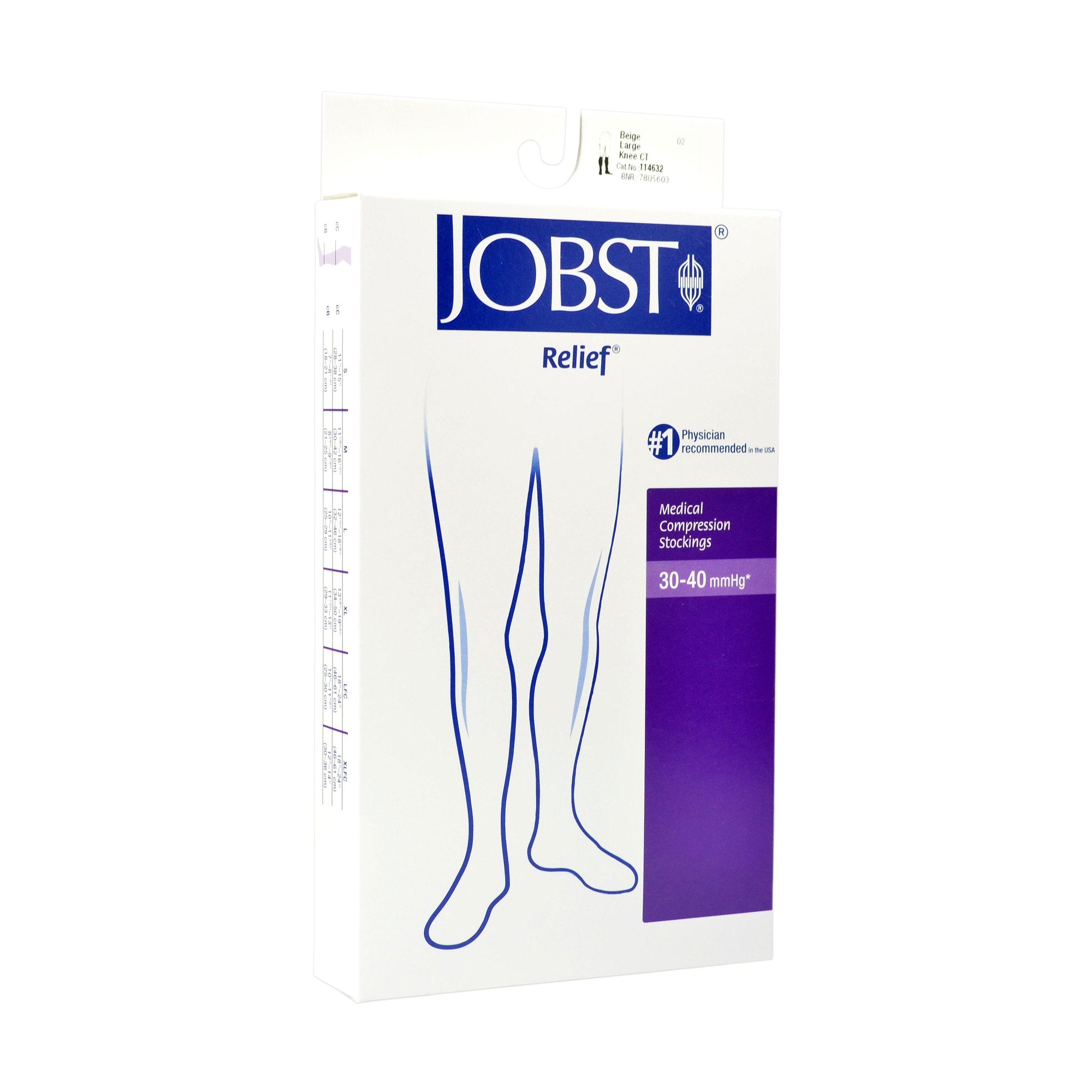 Compression Stocking JOBST Relief Knee High Large Beige Closed Toe