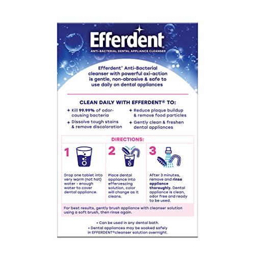 Efferdent Retainer Cleaning Tablets, Denture Cleanser Tablets for Dental Appliances, Complete Clean, 102 Tablets