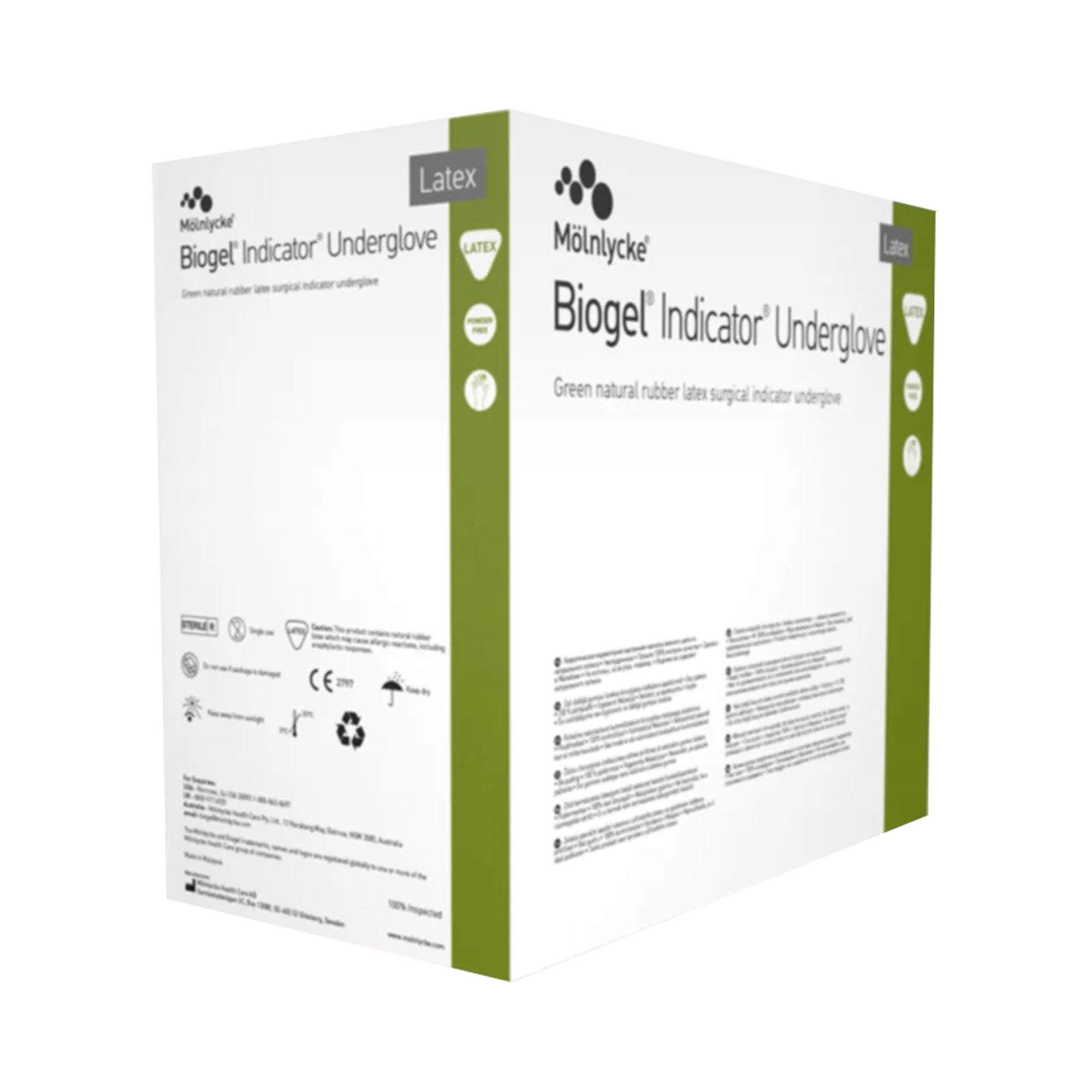 Underglove Biogel Indicator Size 8.5 Sterile Pair Latex Smooth Green