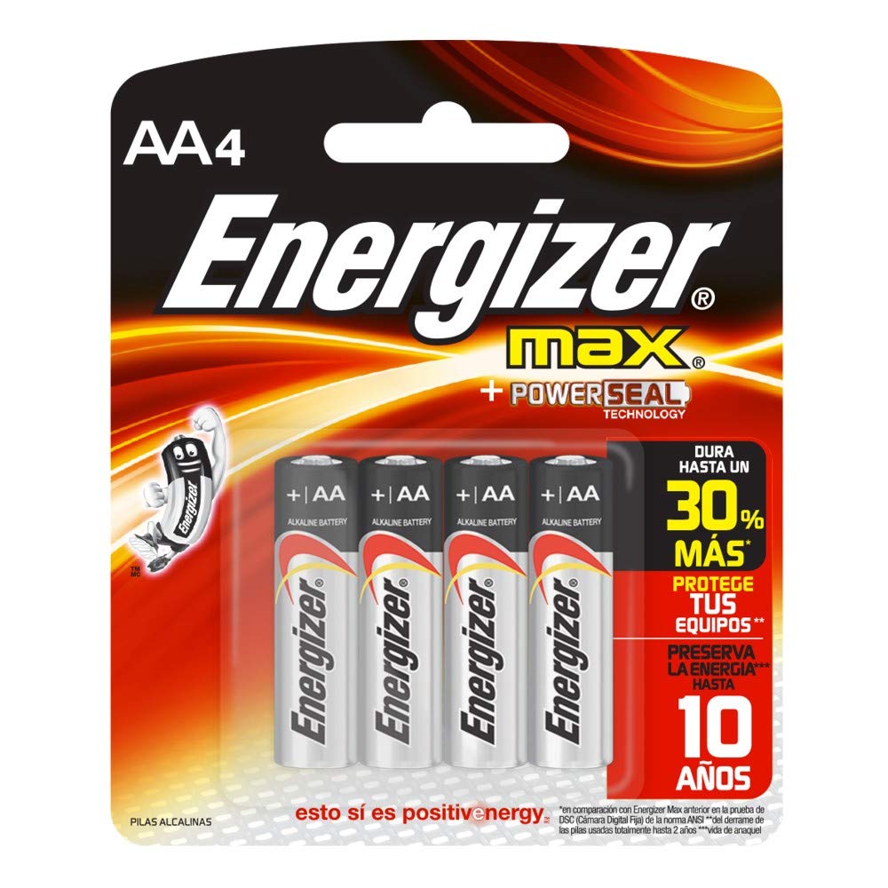 Energizer Max Alkaline Aa Batteries, 1.5 V, 4/Pack