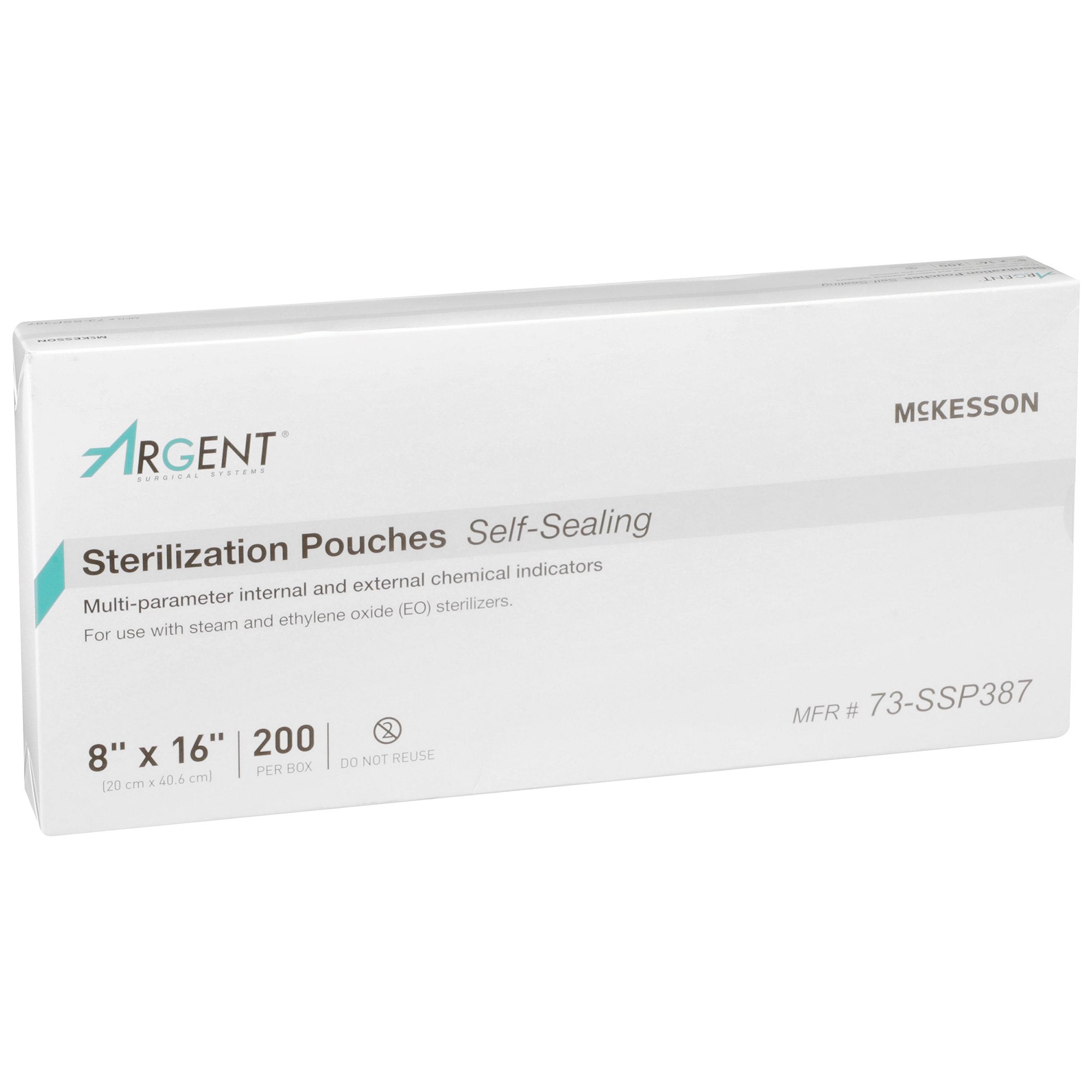 Sterilization Pouch McKesson Argent Sure-Check Ethylene Oxide (EO) Gas / Steam 8 X 16 Inch Transparent / Blue Self Seal Paper / Film