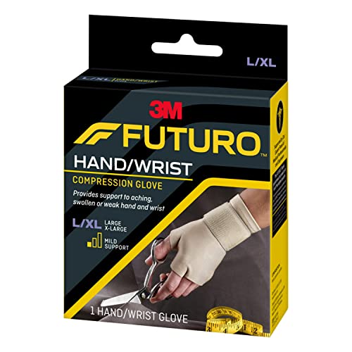 FUTURO Compression Glove, Provides Mild Support to Aching, Weak Hands and Wrists, L/XL