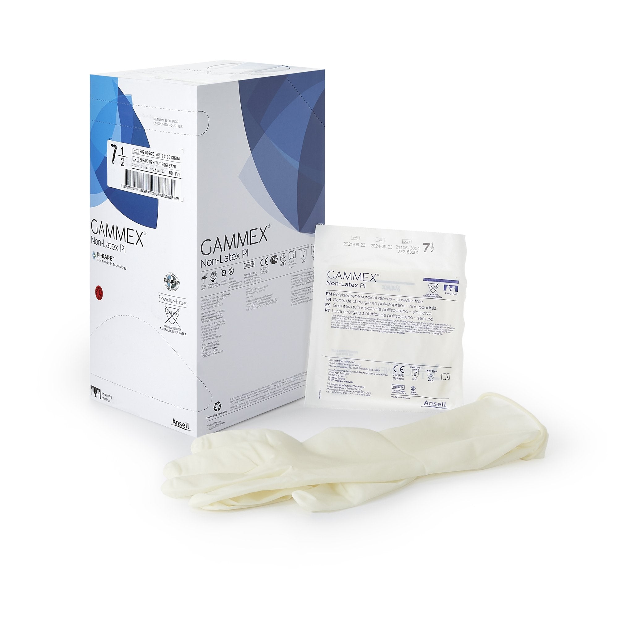 Surgical Glove GAMMEX Non-Latex PI Size 7.5 Sterile Polyisoprene Standard Cuff Length Micro-Textured White Chemo Tested