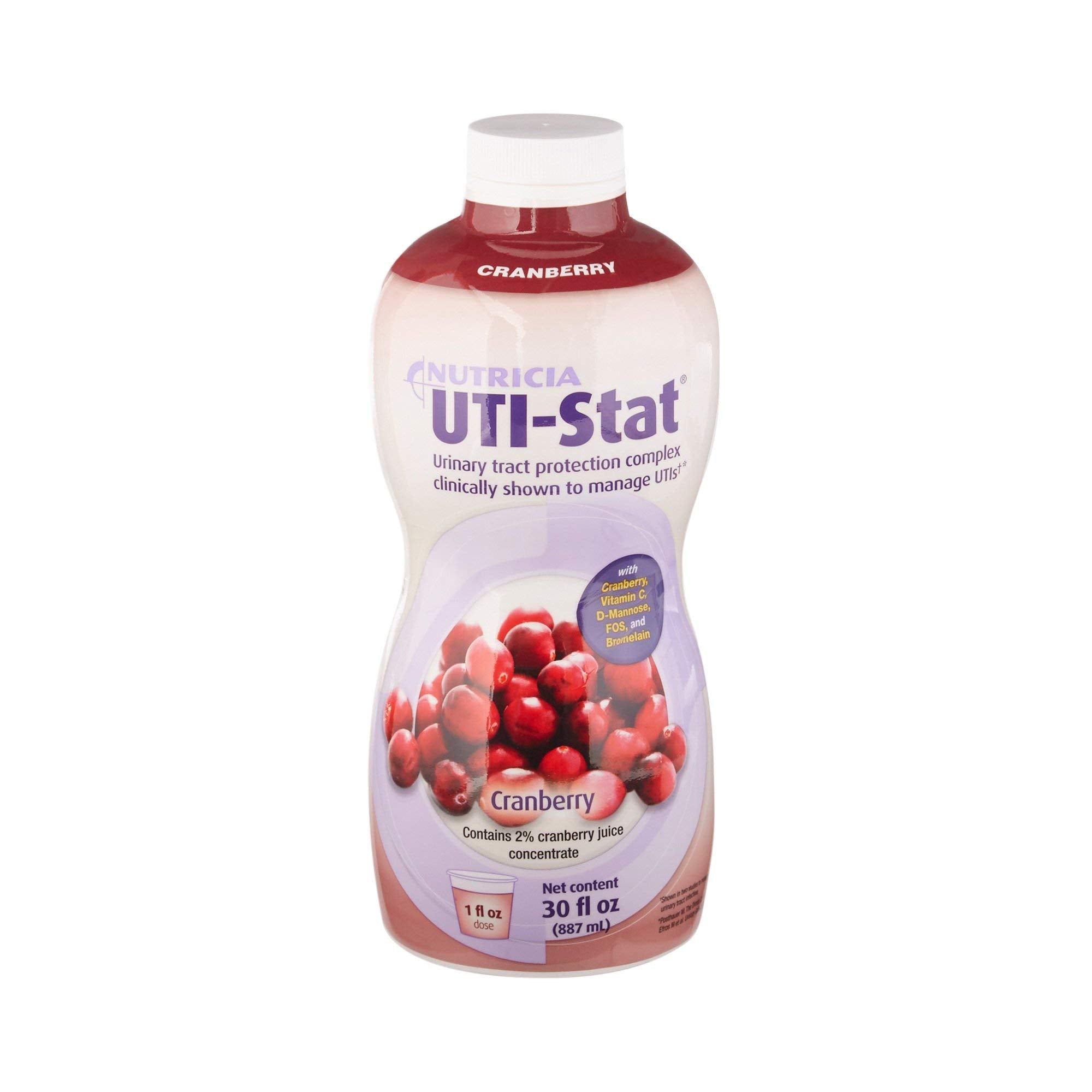 Nutricia - UTI-Stat Medical Food Providing 5 Key Nutrients For Urinary Tract Health - Cranberry Flavor, 30 Fl Oz Bottle