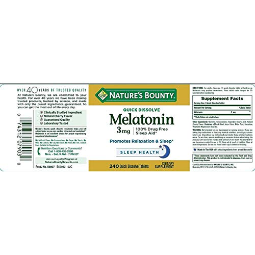 Nature's Bounty Melatonin 3mg, 240 Tablets