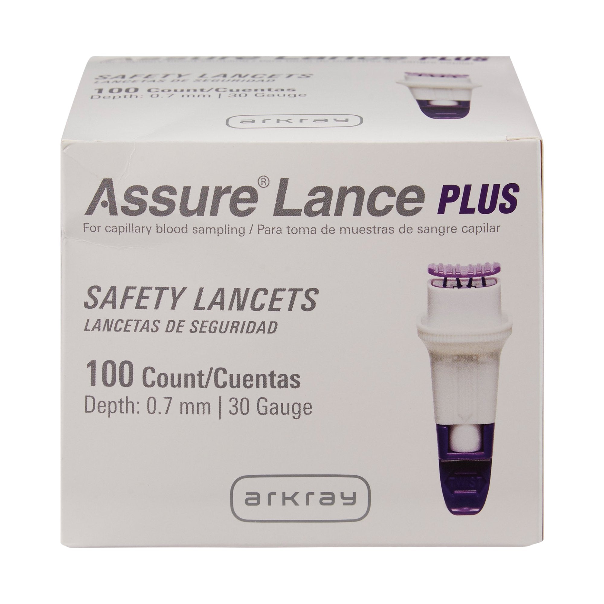 Safety Lancet Assure 30 Gauge Automatic Safety Lockout Push Button Activation Finger