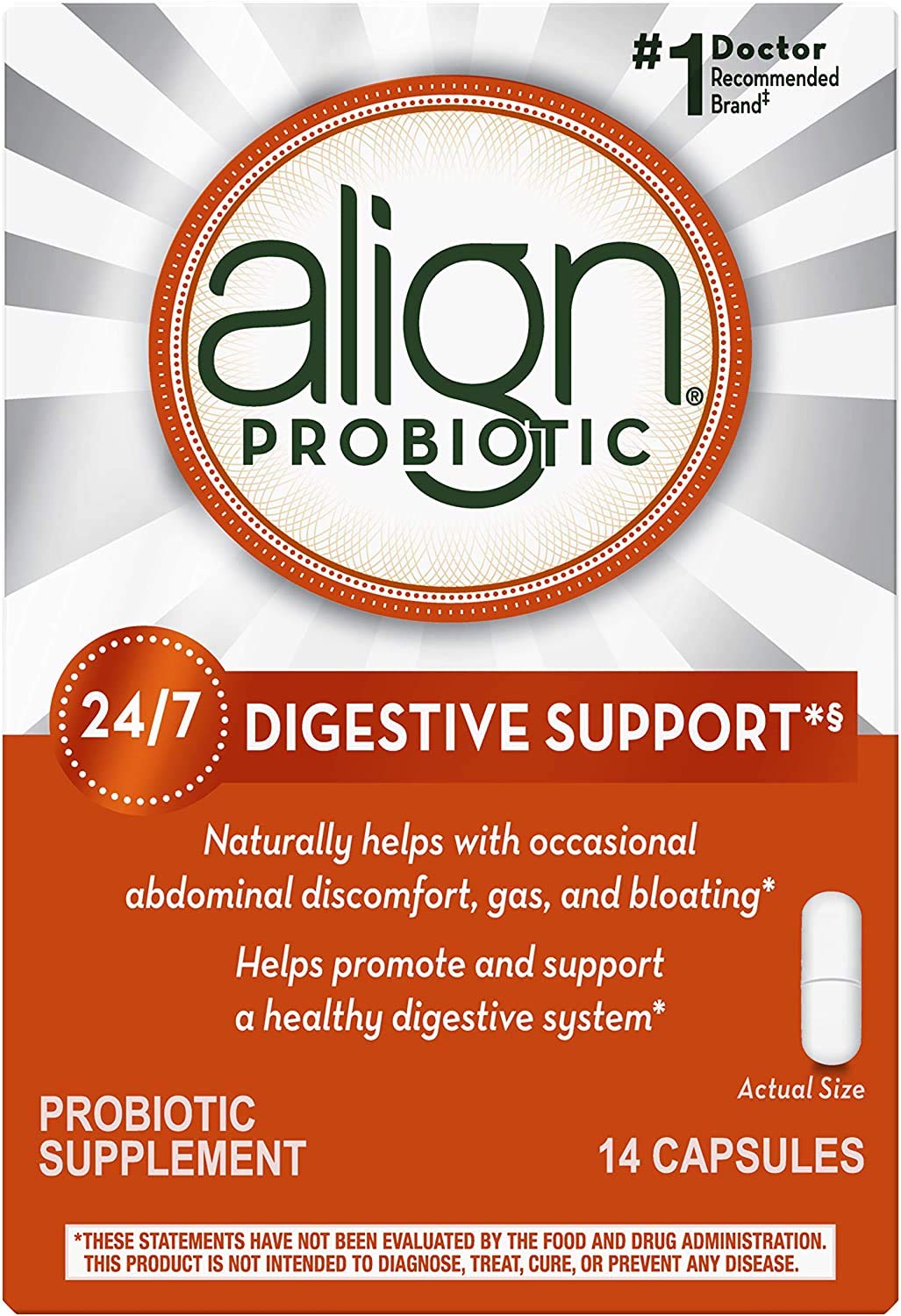 Align Probiotic, Probiotics for Women and Men, Daily Probiotic Supplement for Digestive Health*, #1 Recommended Probiotic by Doctors and Gastroenterologists, 14 Capsules
