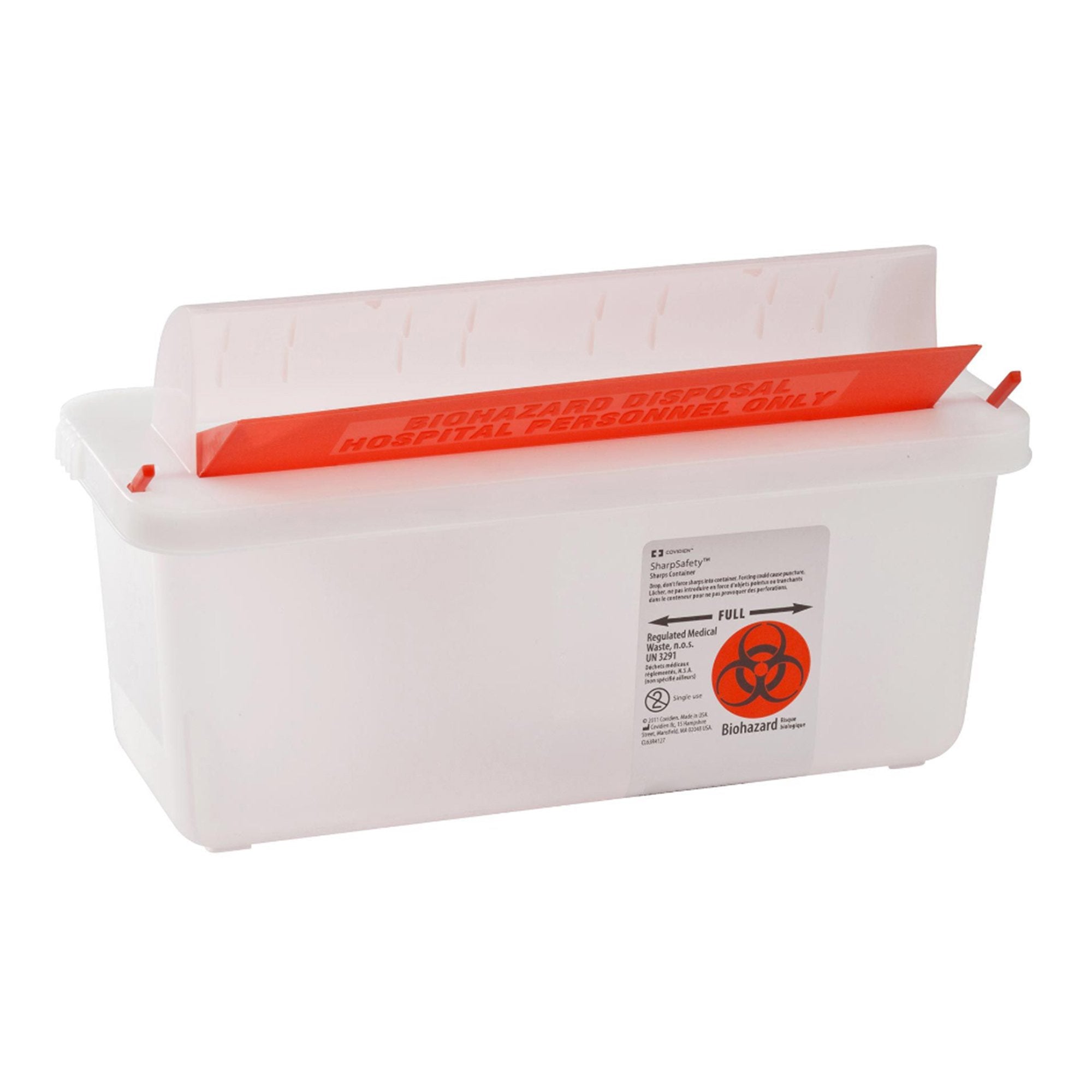 Sharps Container In-Room Translucent Base 11 H X 10-3/4 W X 4-3/4 D Inch Horizontal Entry 1.25 Gallon