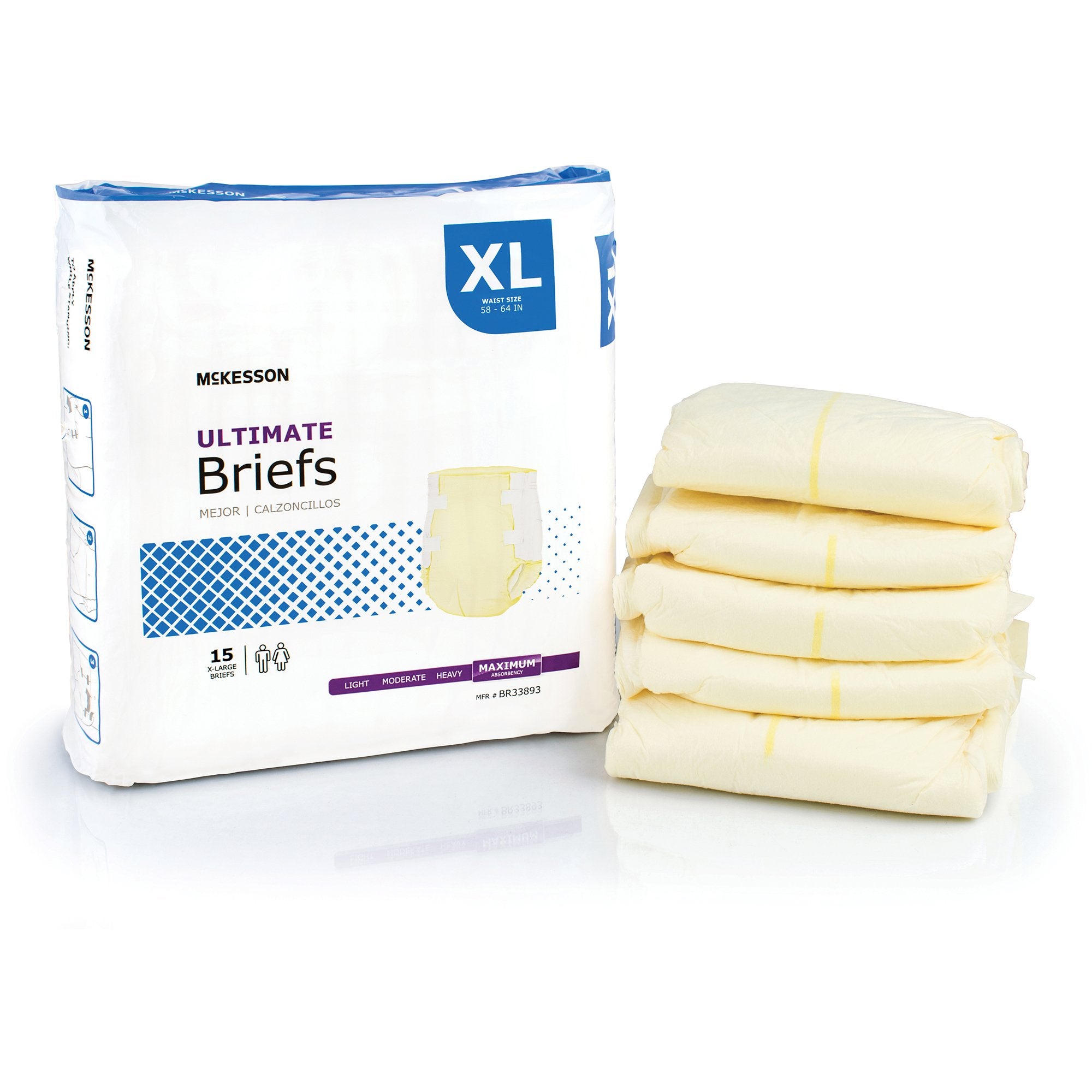 Unisex Adult Incontinence Brief McKesson X-Large Disposable Heavy Absorbency