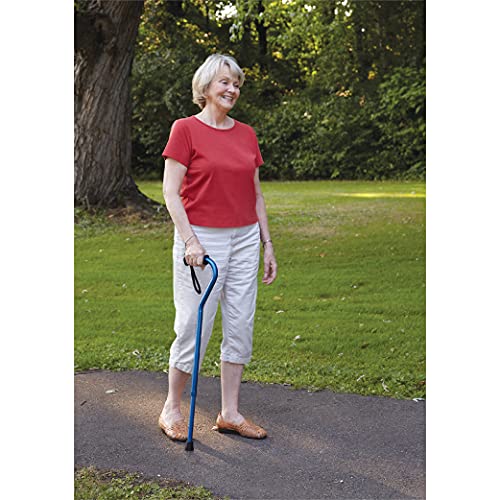 Carex Ergo Offset Cane with Soft Cushioned Handle - Adjustable Walking Cane for Women - Blue Floral Pattern and Flowers