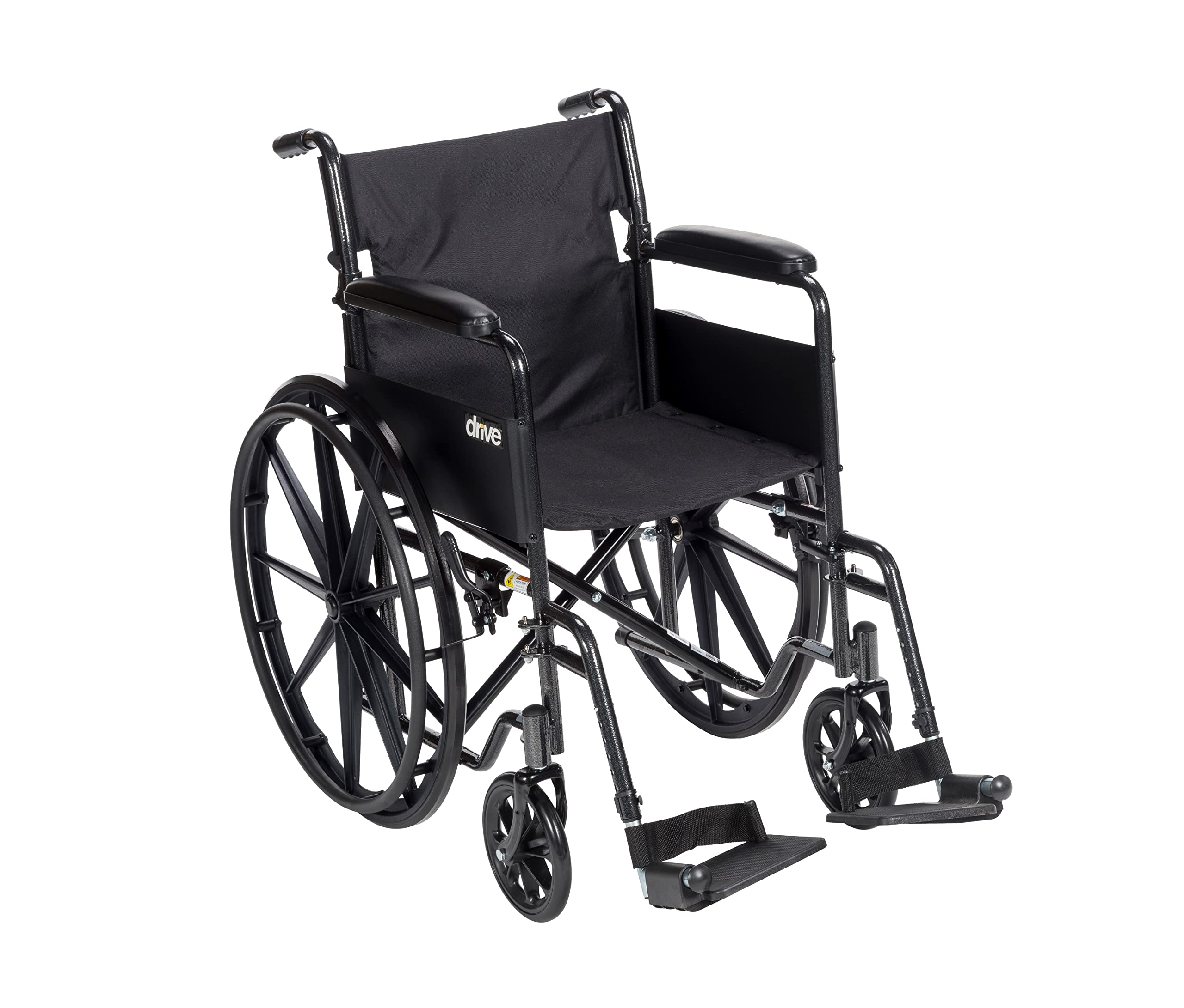 Drive Medical SSP118FA-SF Silver Sport 1 Folding Transport Wheelchair with Full Arms and Removable Swing-Away Footrest, Black