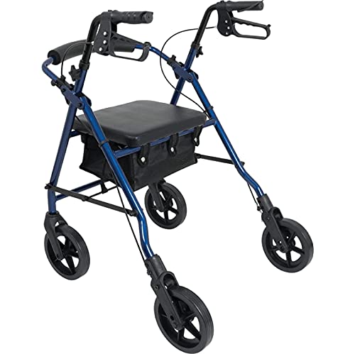 Carex Classics Rollator Walker with Seat - Adult Walker, Folding Walker with Wheels, Steel 4 Wheel Walker- Walker Supports 300lbs, 8 Inch Wheels