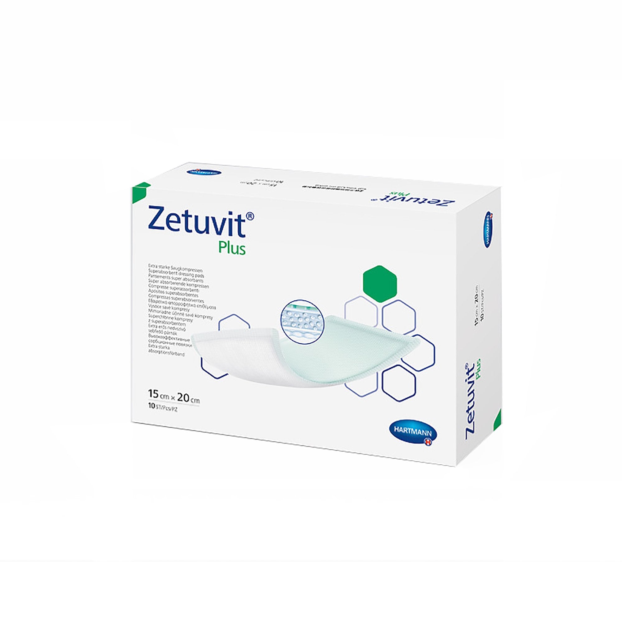 Super Absorbent Dressing Zetuvit Plus 6 X 8 Inch Nonwoven / Cellulose Rectangle Sterile