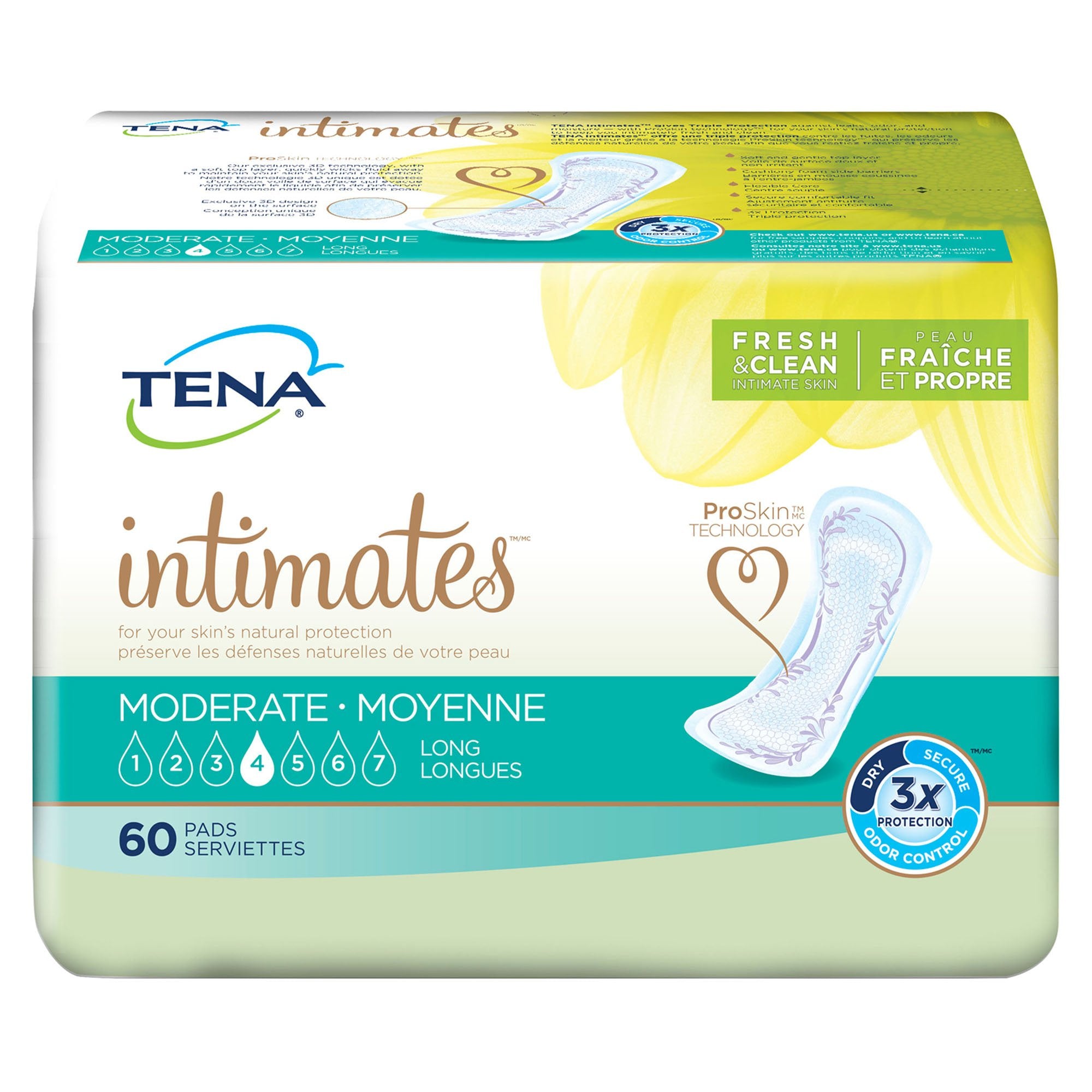 Bladder Control Pad TENA Intimates Moderate Long 12 Inch Length Moderate Absorbency Dry-Fast Core One Size Fits Most