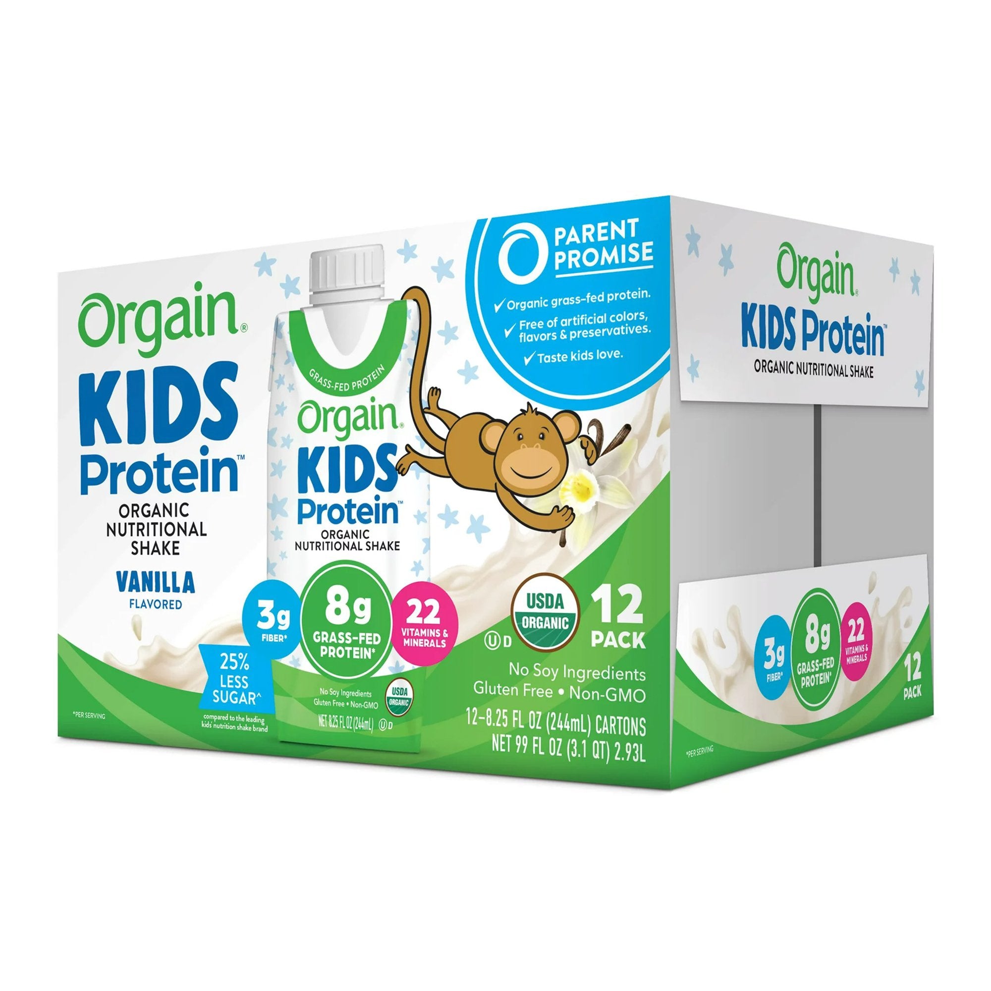 Pediatric Oral Supplement Orgain Kids Plant Protein Nutritional Shake 8 oz. Carton Liquid