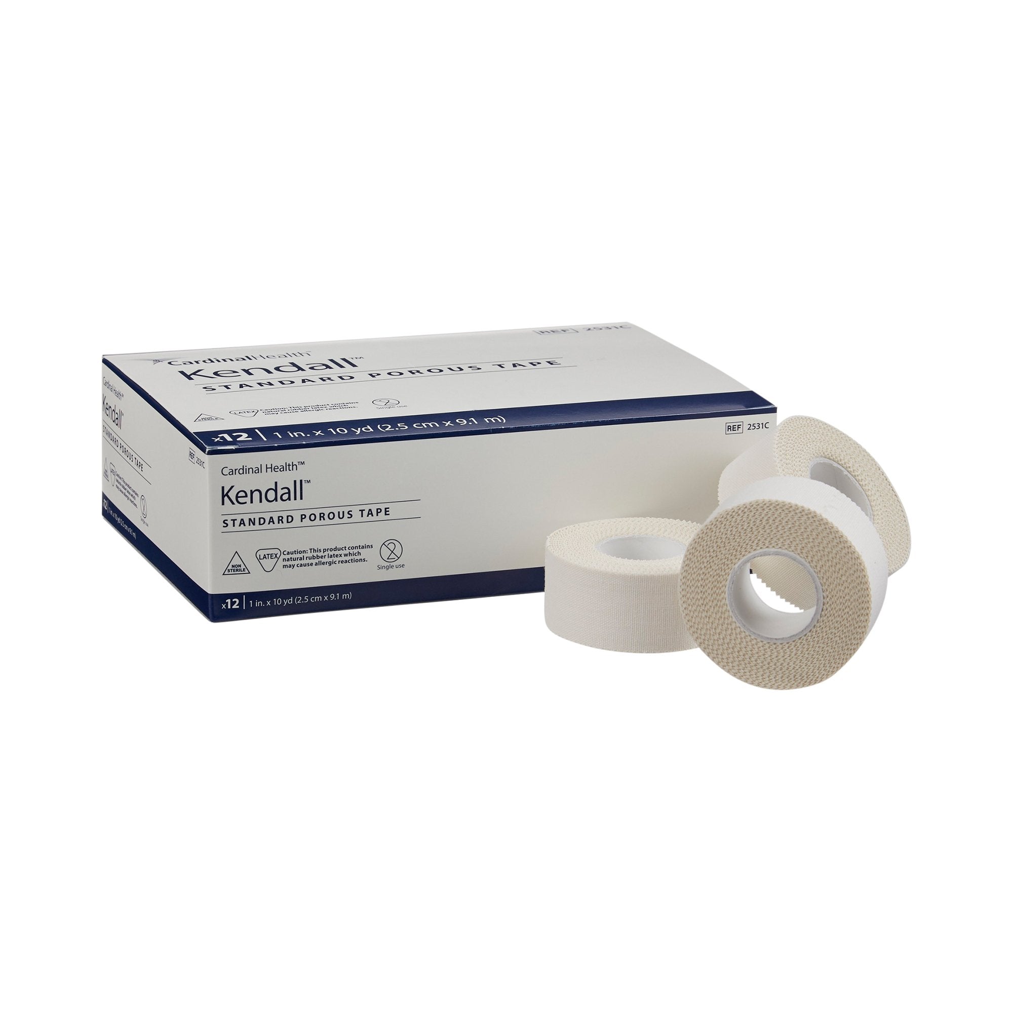 Medical Tape Kendall Standard Porous High Adhesion Cloth 1 Inch X 10 Yard White NonSterile