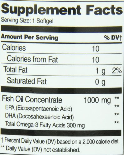 21st Century Fish Oil 1000 Mg Enteric Coated Softgels, 180Count