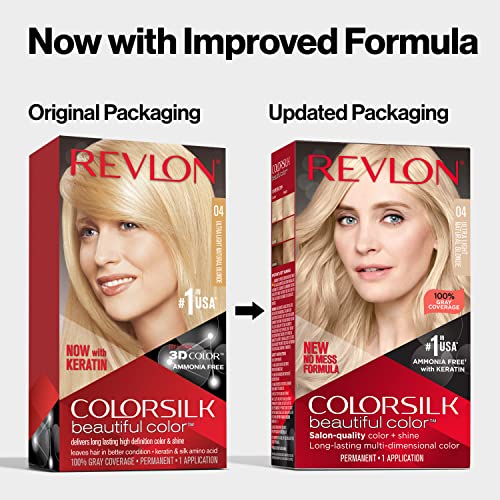 Colorsilk Beautiful Color Permanent Hair Color, Long-Lasting High-Definition Color, Shine & Silky Softness with 100% Gray Coverage, Ammonia Free, 071 Golden Blonde, 1 Pack