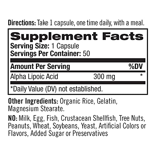 Natrol Alpha Lipoic Acid Capsules, Antioxidant Protection, ALA, Helps Protect Against Cellular Oxidation and Age-Related Damage, Whole Body Cell Rejuvenation, 300mg, 50 Count