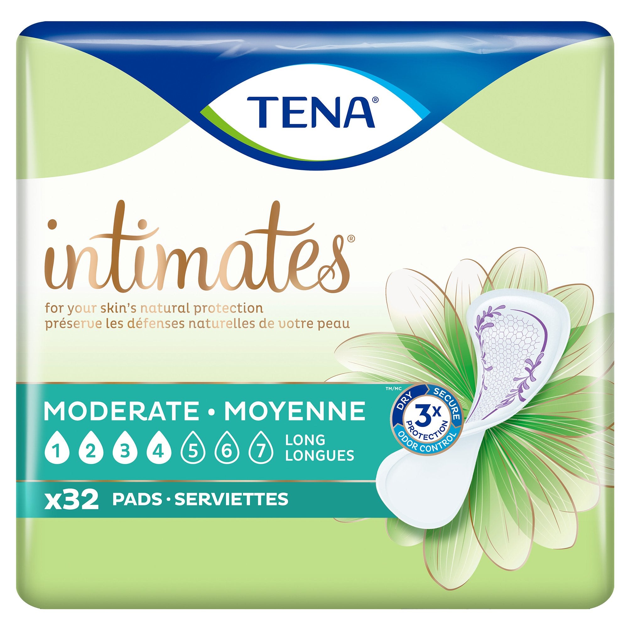 Bladder Control Pad TENA Intimates Moderate Thin 13 Inch Length Moderate Absorbency Dry-Fast Core One Size Fits Most