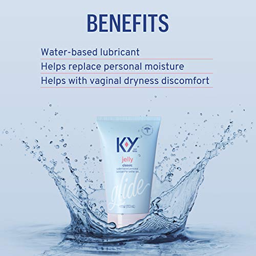 K-Y Jelly Lube, Personal Lubricant, Water-Based Formula, Safe to Use with Latex Condoms, For Men, Women and Couples, 4 FL OZ (Pack of 1)