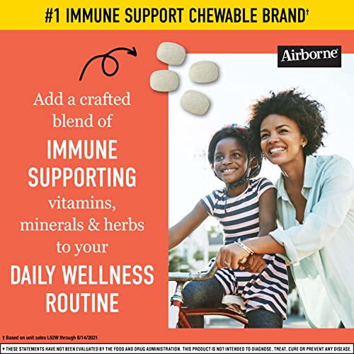 "Airborne Citrus Chewable Tablets, 116 count - 1000mg of Vitamin C - Immune Support Supplement"