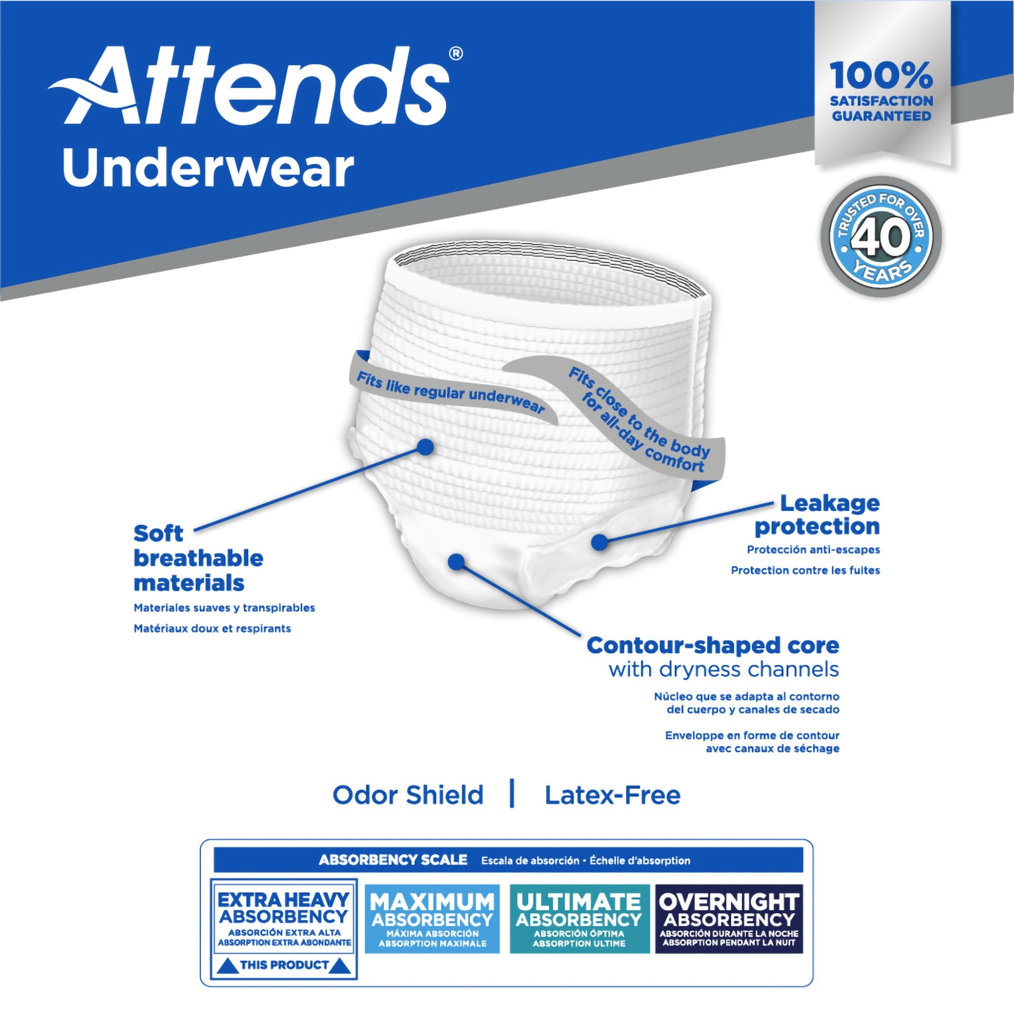 Unisex Adult Absorbent Underwear Attends Pull On with Tear Away Seams Medium Disposable Heavy Absorbency