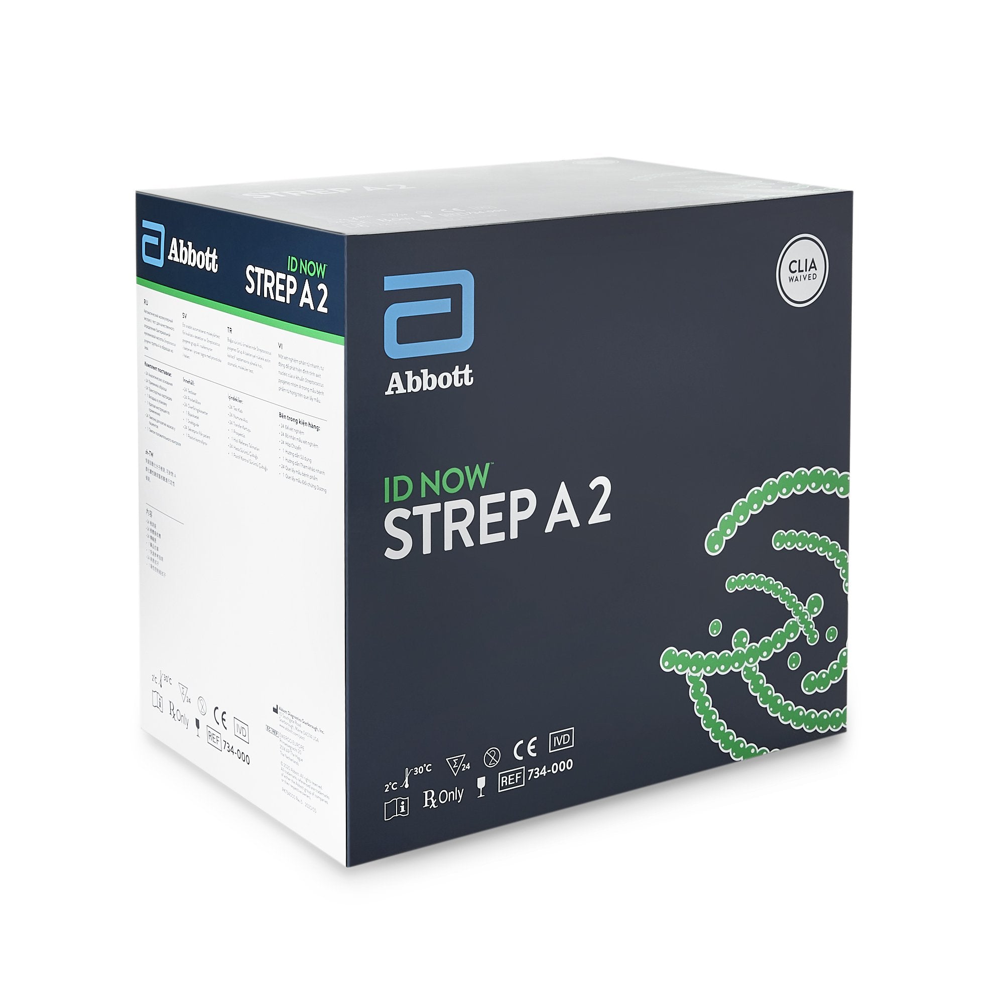 Respiratory Test Kit ID NOW Strep A 2.0 Molecular Diagnostic Strep A Test Throat Swab Sample 24 Tests CLIA Waived