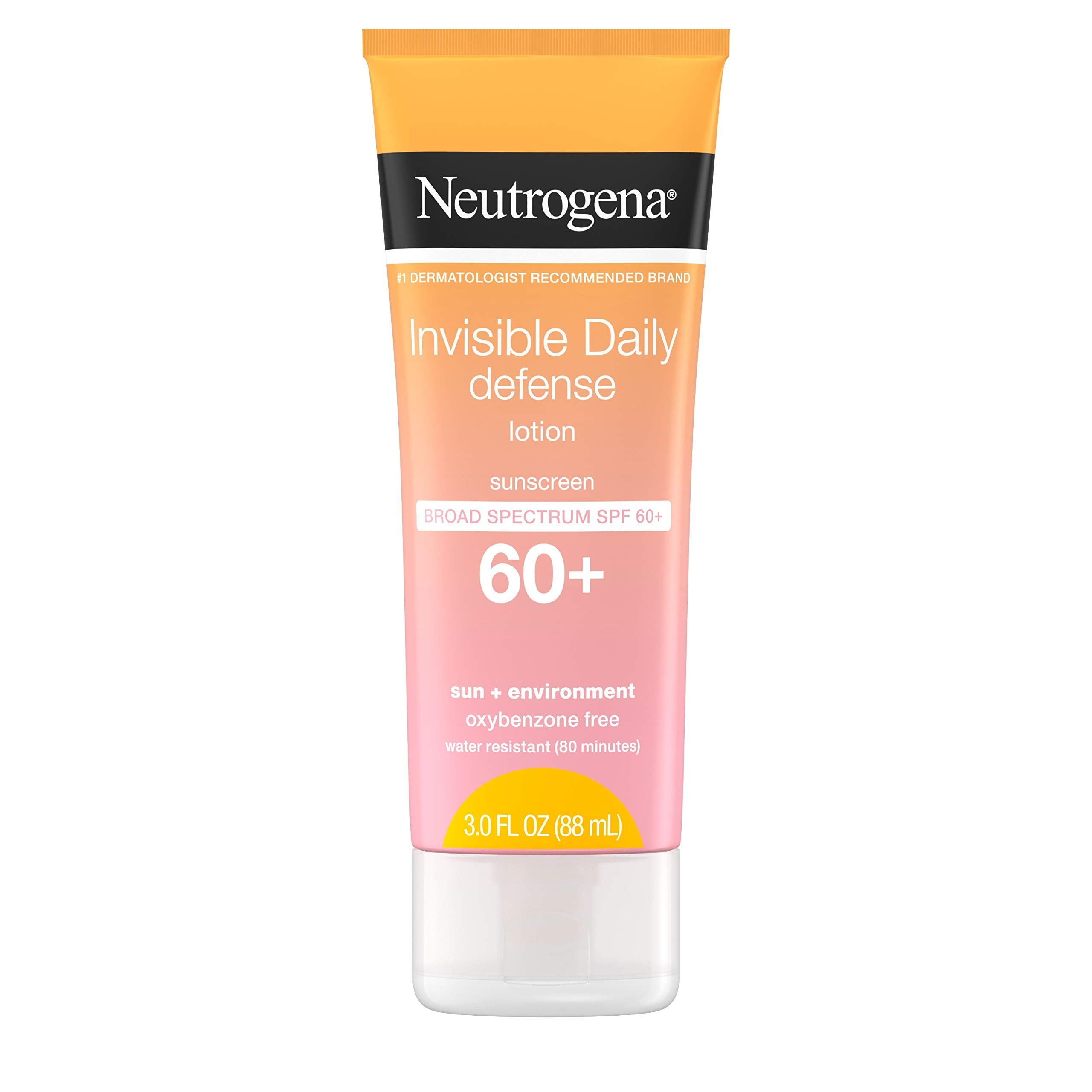 Neutrogena Invisible Daily Defense Sunscreen Lotion, Broad Spectrum SPF 60+, Oxybenzone-Free & Water-Resistant, Sun or Environmental Aggressor Protection, Antioxidant Complex, 3 Fl Oz, 3 Count