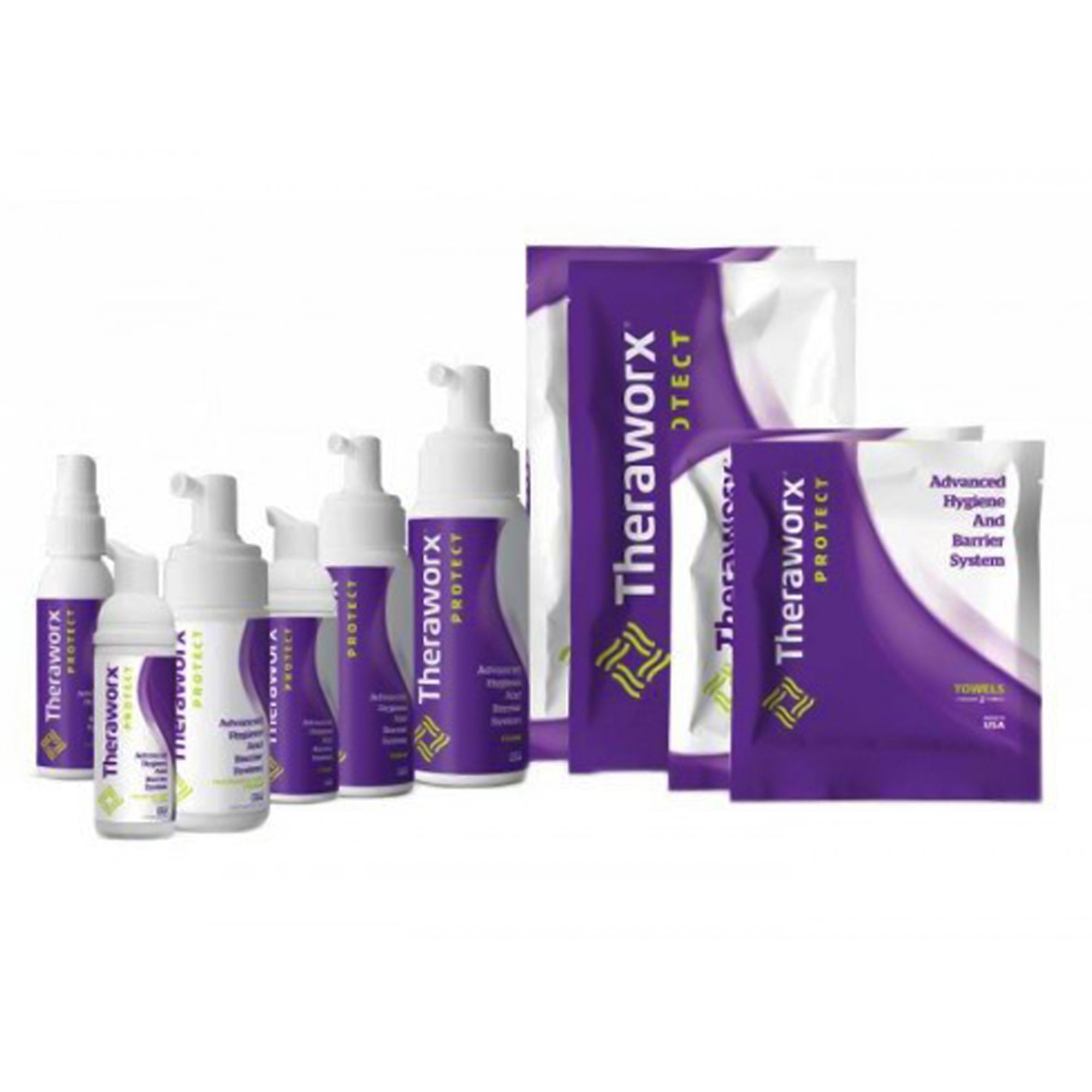 Rinse-Free Cleanser Theraworx Protect Advanced Hygiene and Barrier System Foaming 1.7 oz. Pump Bottle Lavender Scent