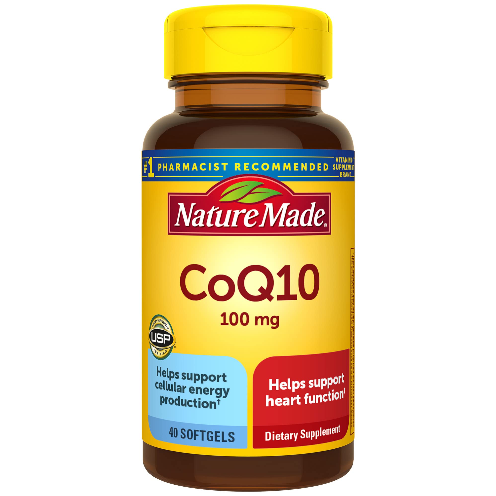 Nature Made CoQ10 100 mg, Dietary Supplement for Heart Health Support, 40 Softgels, 40 Day Supply