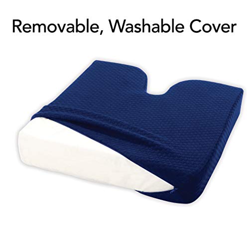 Carex Memory Foam Coccyx Seat Cushion - Tailbone Pain Relief Cushion - Sciatica Pillow for Sitting and Pain Relief