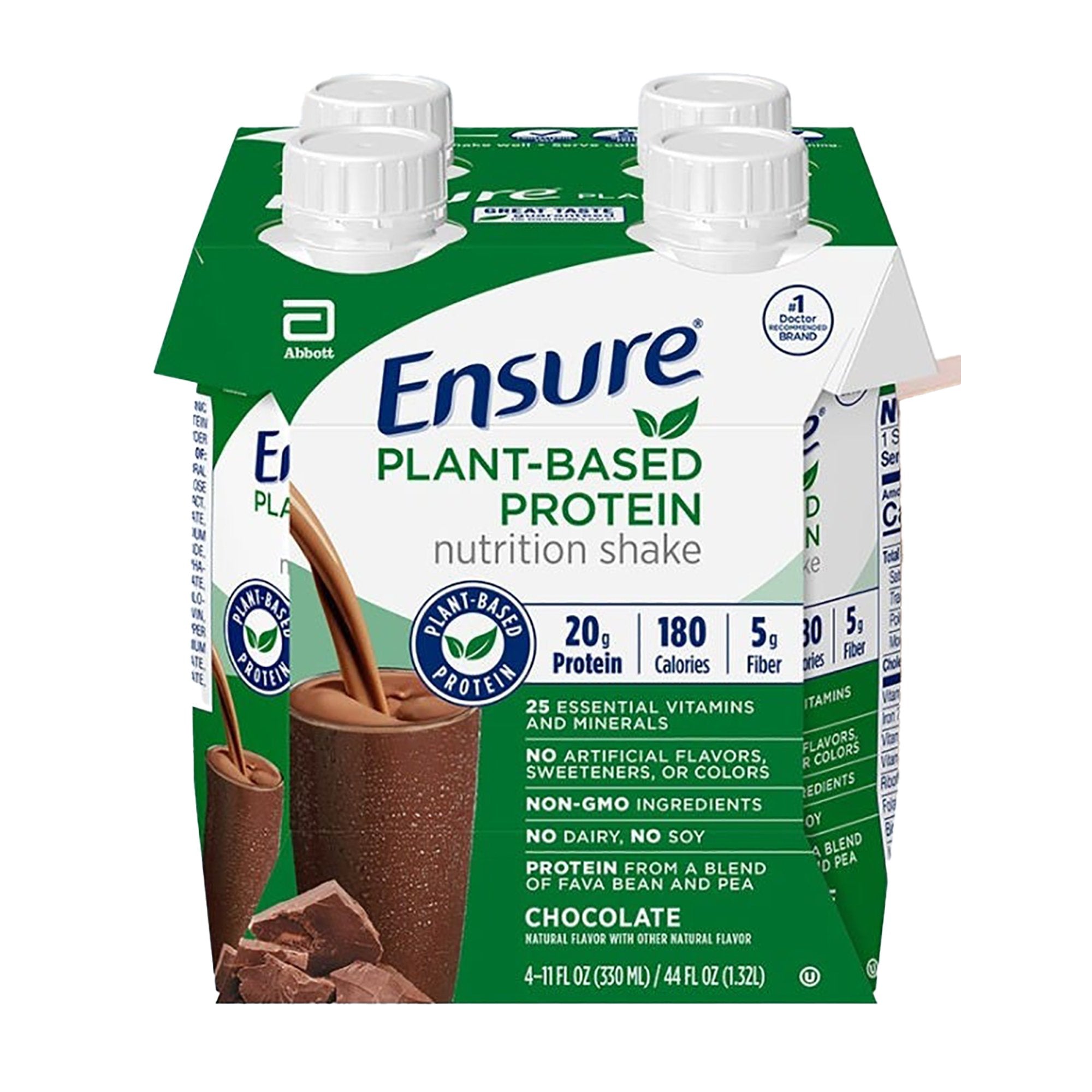 Oral Supplement Ensure Plant Based Protein Nutrition Shake Chocolate Flavor Liquid 11 oz. Carton