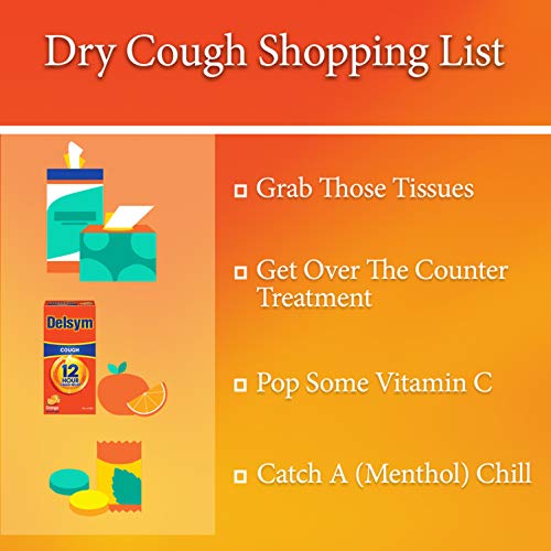 Delsym 12 Hour Cough Relief Liquid- Day Or Night, Orange Flavor Cough Medicine With Dextromethorphan Helps Quiet Cough By Suppressing Cough Reflex, 3 oz.