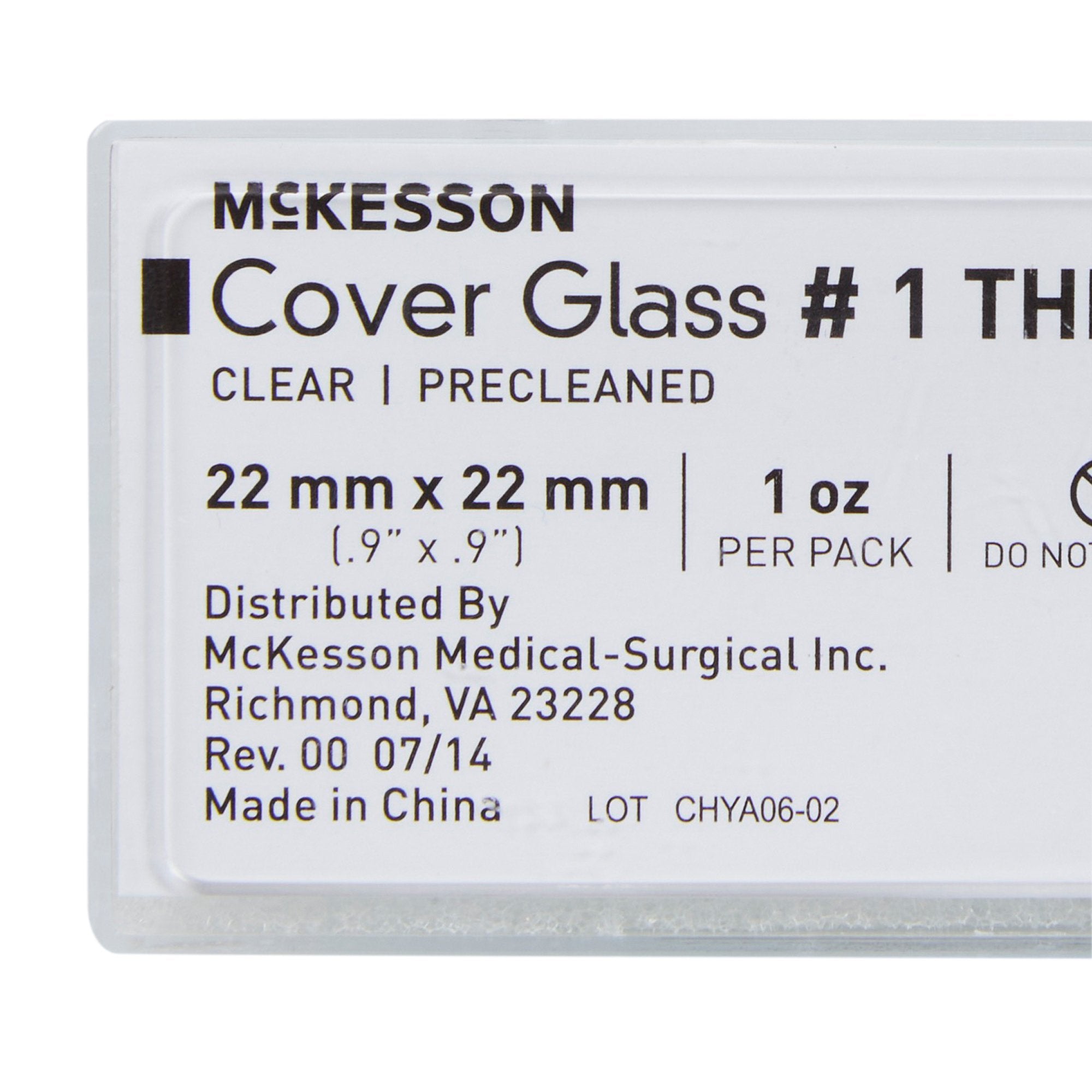 Cover Glass McKesson Square No. 1 Thickness 22 X 22 mm