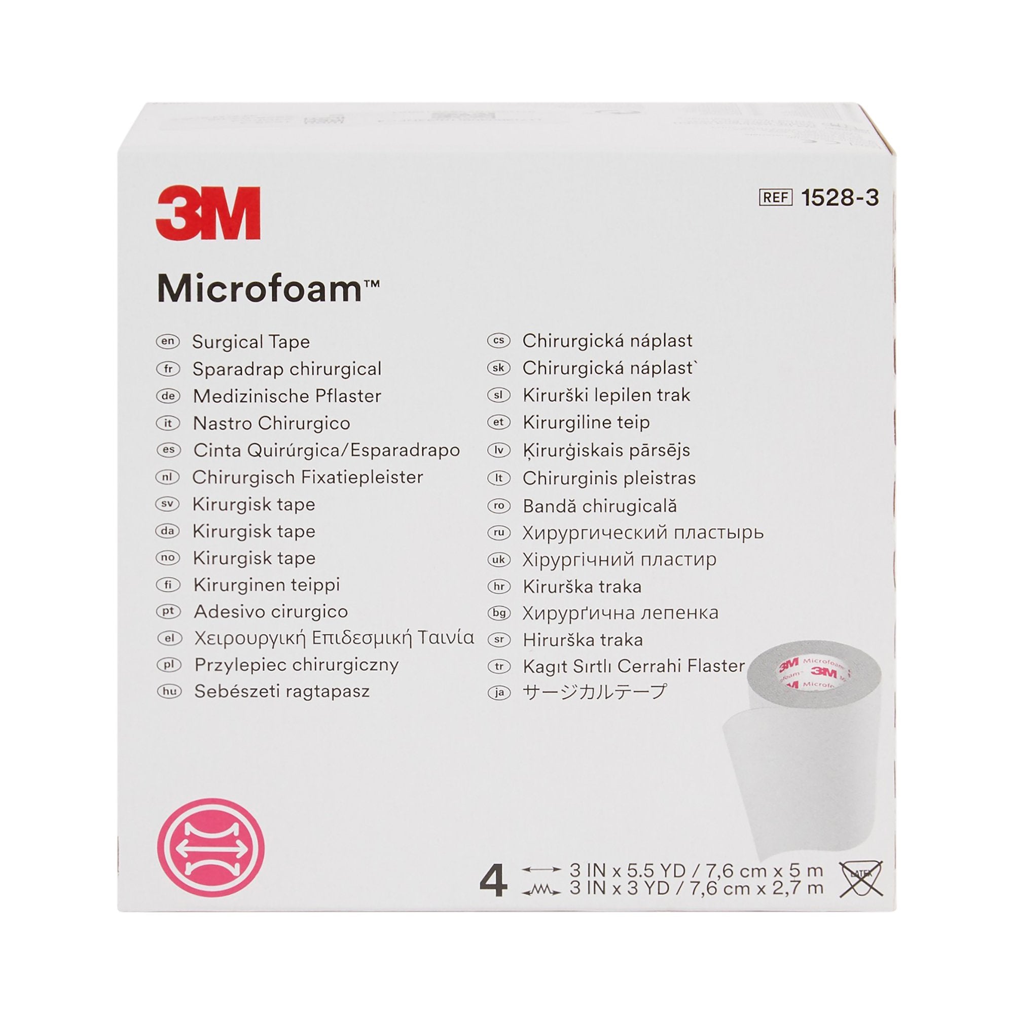 Medical Tape 3M Microfoam Multi-Directional Stretch Elastic / Foam 3 Inch X 5-1/2 Yard White NonSterile