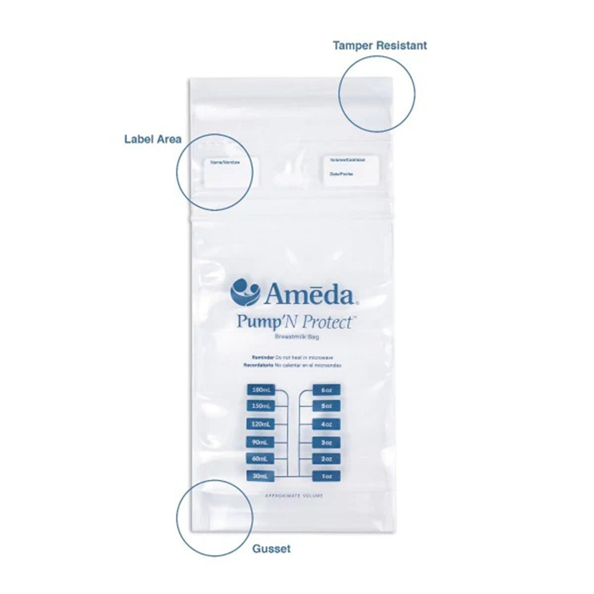Breast Milk Storage Bag Ameda Pump 'N Protect 6 oz. Plastic