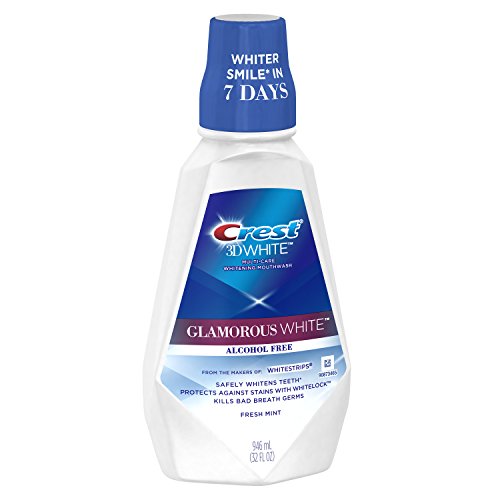 Crest 3D White Glamorous White Mouthwash, Alcohol Free Multi-Care Whitening Mouthwash, Arctic Mint, 32 fl oz (946 mL) - Pack of 3