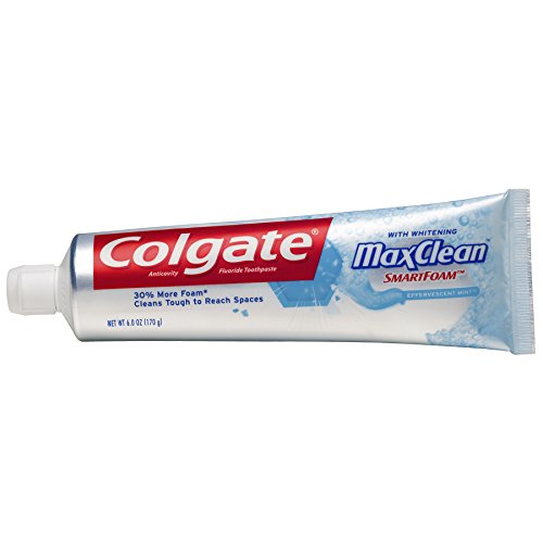 Colgate MaxClean SmartFoam with Whitening Toothpaste, Effervescent Mint 6 oz (Pack of 2)