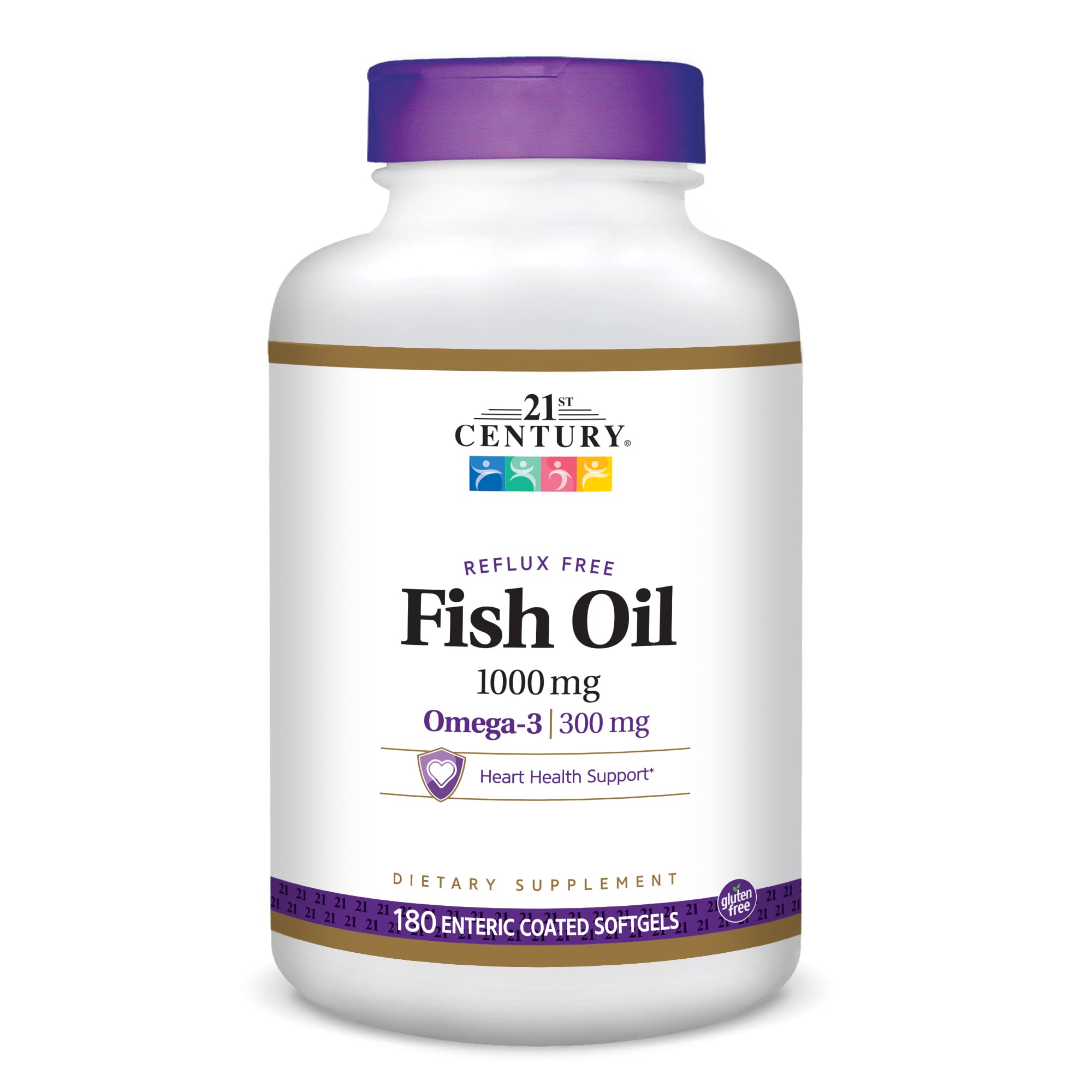 21st Century Fish Oil 1000 Mg Enteric Coated Softgels, 180Count