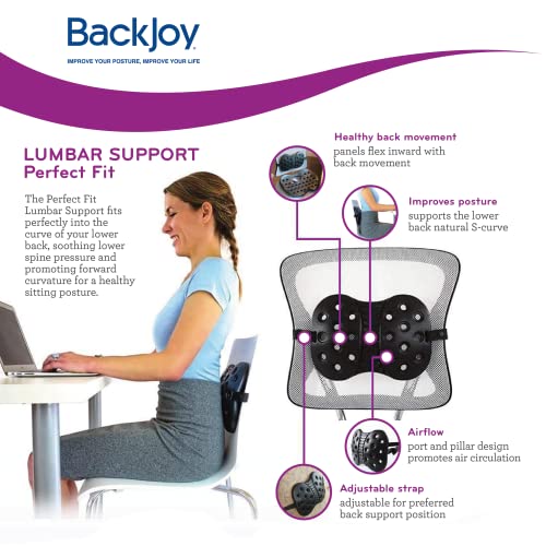 Backjoy Posture Seat Pad, Ergonomic Pressure 1 Count (Pack of 1), Black