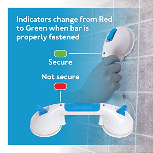 Carex Suction Shower Grab Bar 12" Ultra Grip Shower Handle - Dual Locking Grab Bars for Bathtubs and Showers Seniors, Disabled, Handicap, Elderly Assistance Product