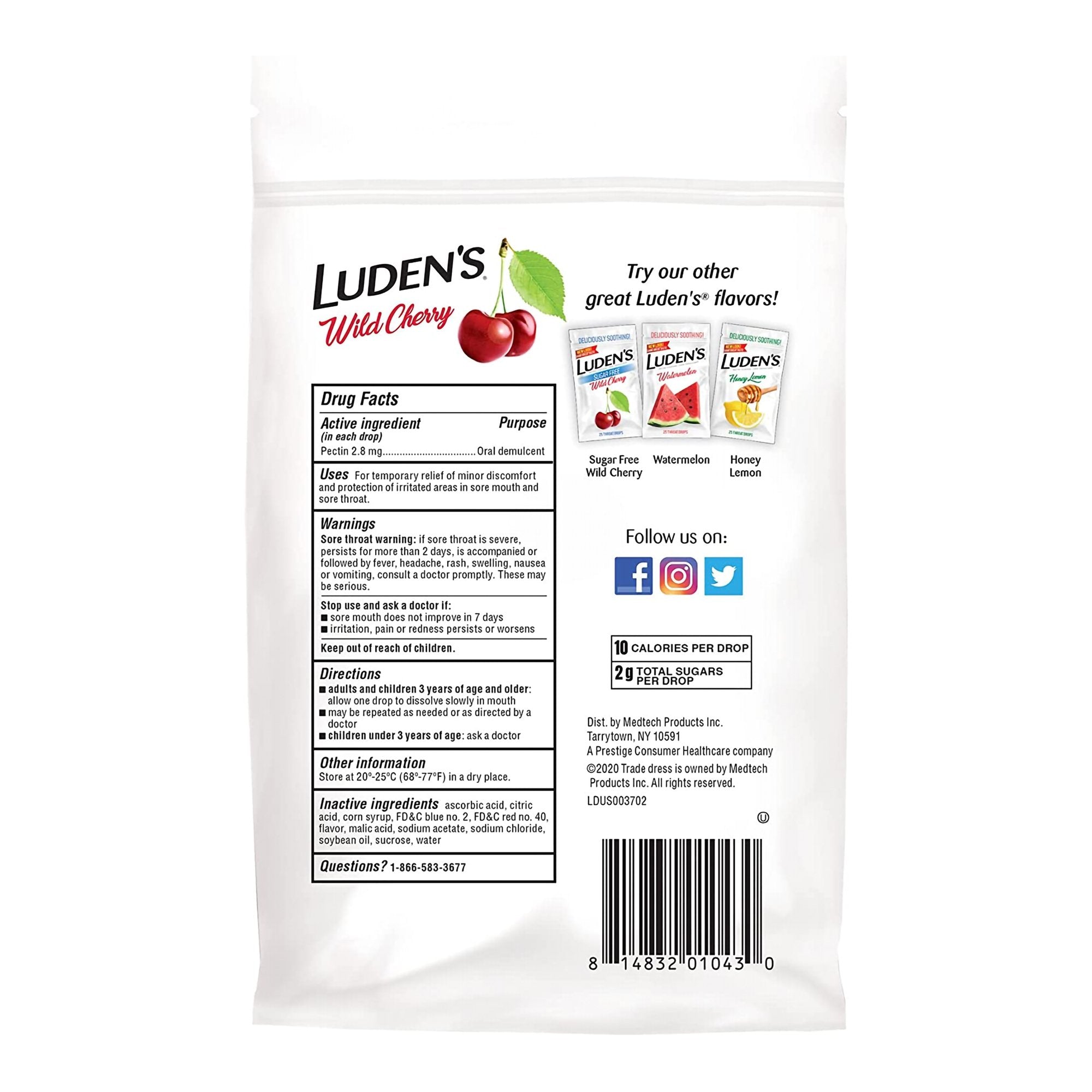 Sore Throat Relief Luden's 2.8 mg Strength Lozenge 30 per Bag