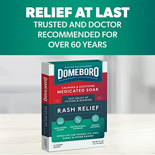 Domeboro Medicated Soak Rash Relief (Burows Solution), 12 Count (Pack of 1) - Packaging May Vary