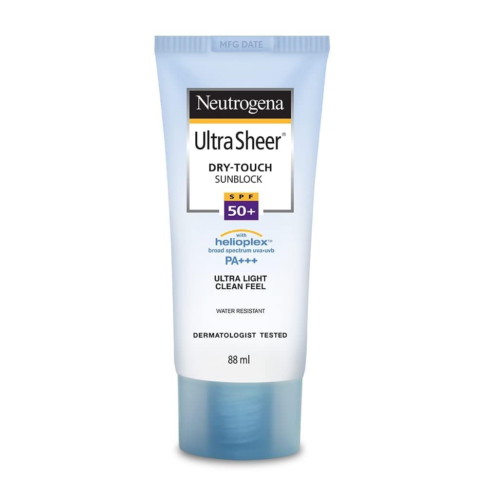 Neutrogena Ultra Sheer Dry-Touch Sunscreen Lotion, Broad Spectrum SPF 55 UVA/UVB Protection, Light, Water Resistant, Non-Comedogenic & Non-Greasy, Travel Size, 3 fl. Oz