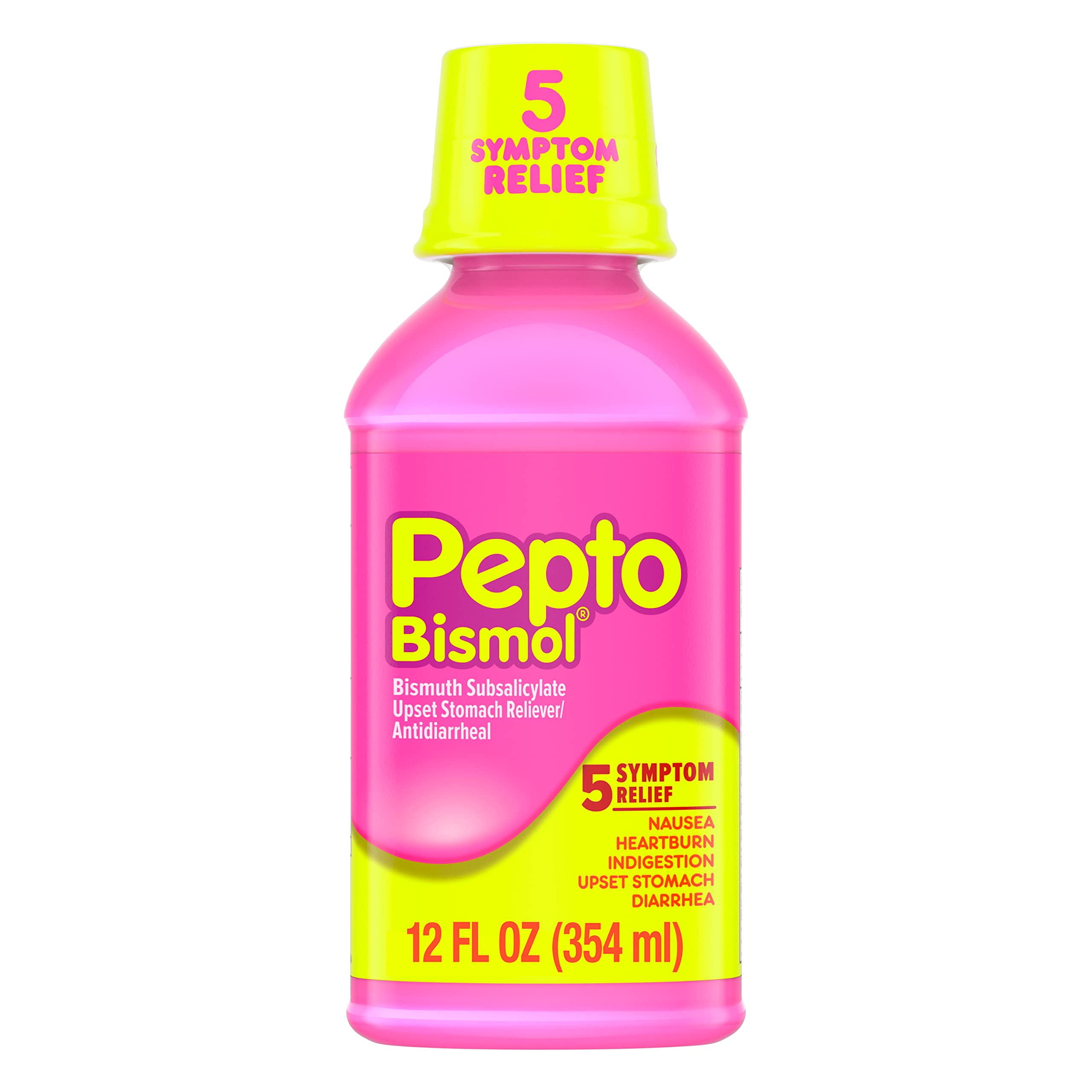 Pepto Bismol Liquid for Nausea, Heartburn, Indigestion, Upset Stomach, and Diarrhea Relief, Original Flavor 12 oz