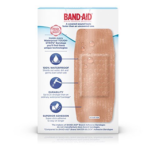 Band-Aid Brand Adhesive Bandages, Extra Large Tough Strips, Waterproof, 10 Count (Pack of 2)
