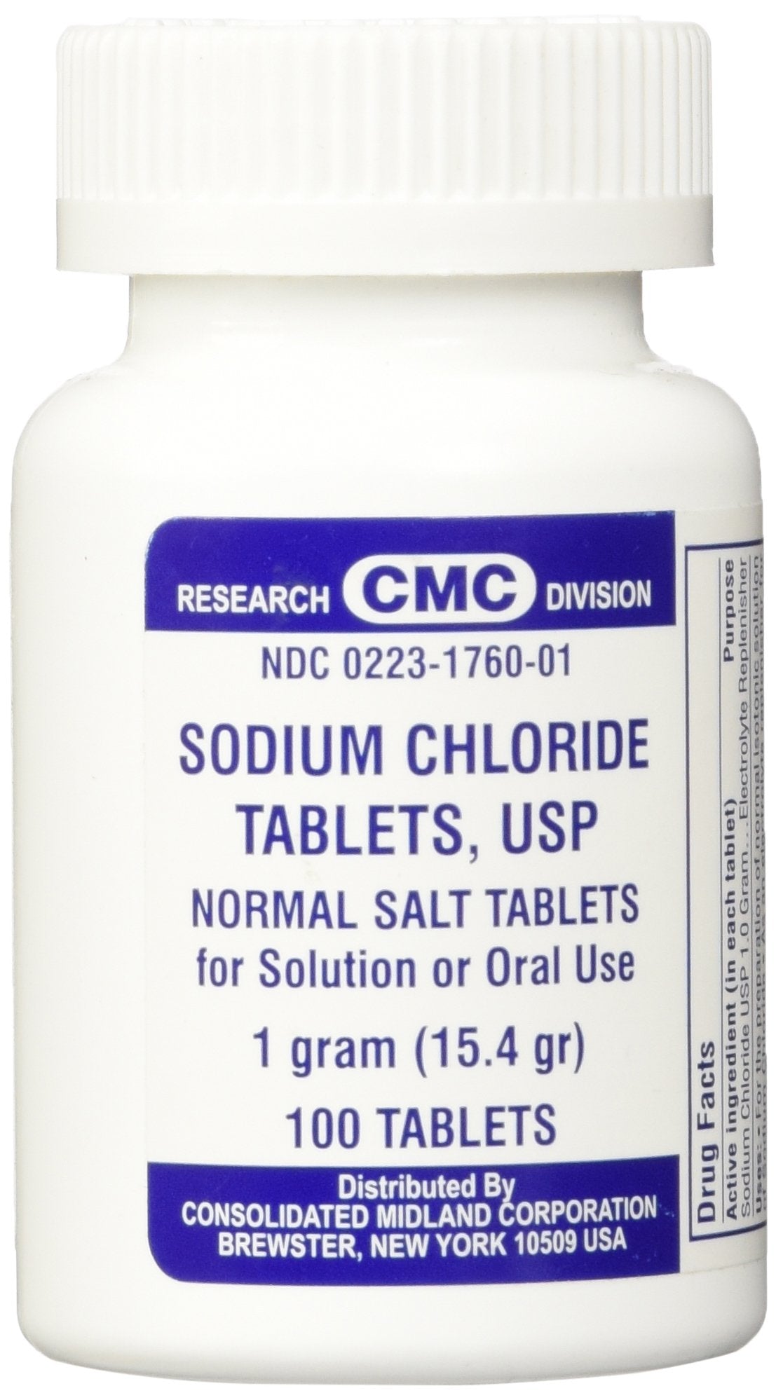 Sodium Chloride Tablets 1 Gm, USP Normal Salt Tablets - 100 Tablets